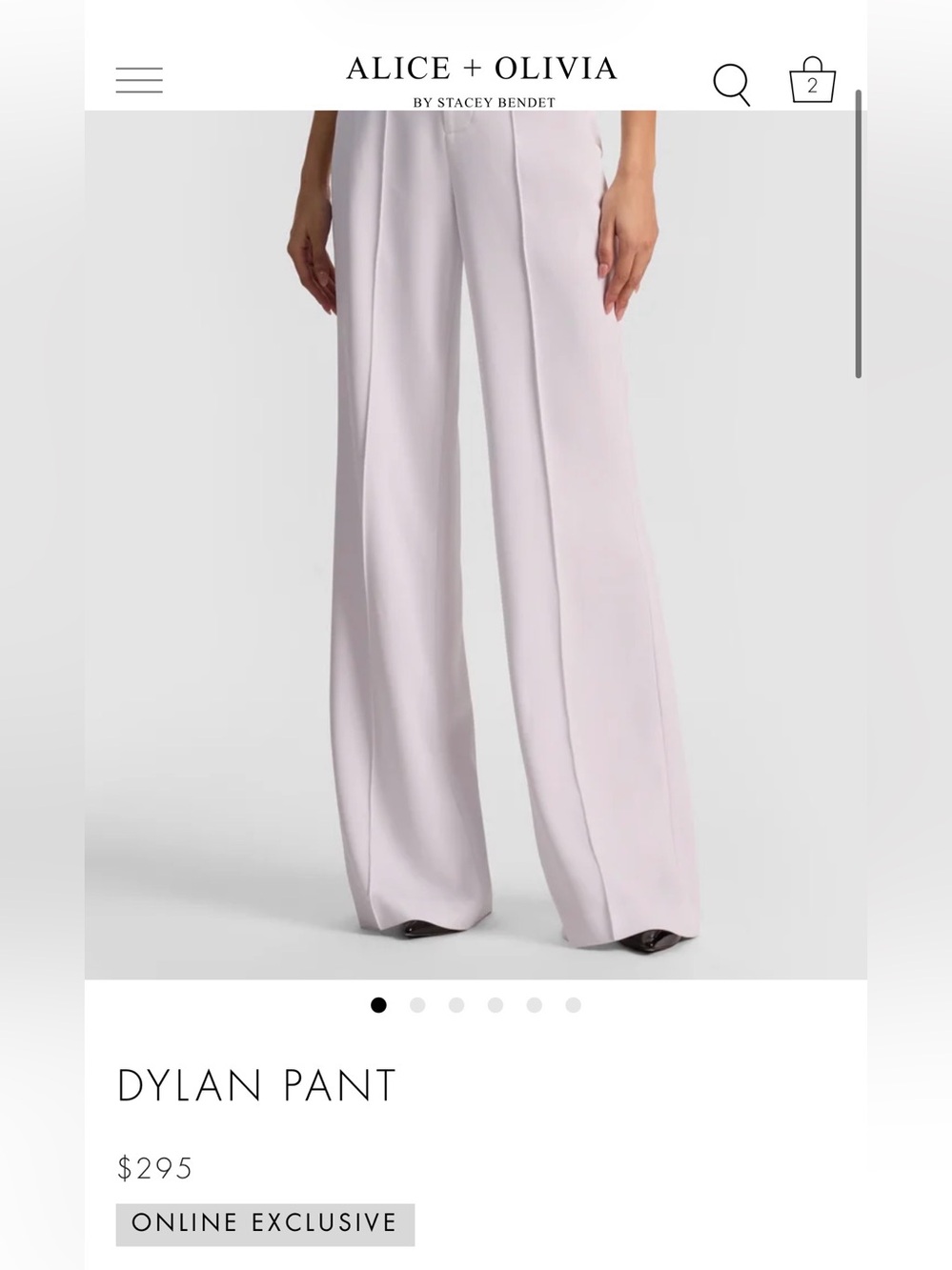Alice + Olivia Dylan Women's Wide-Leg Pants in White NWT